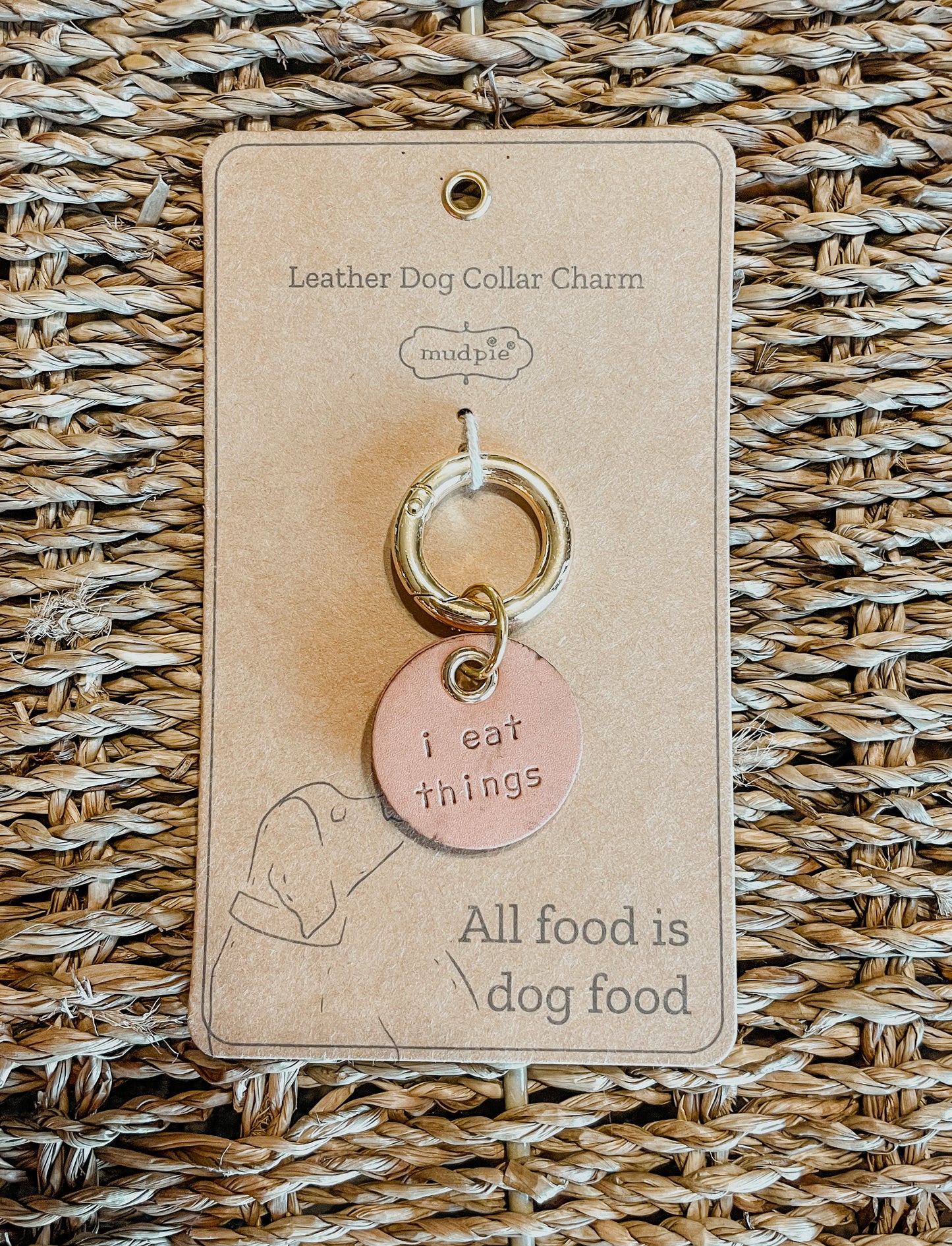 I Eat Things Leather Collar Charm