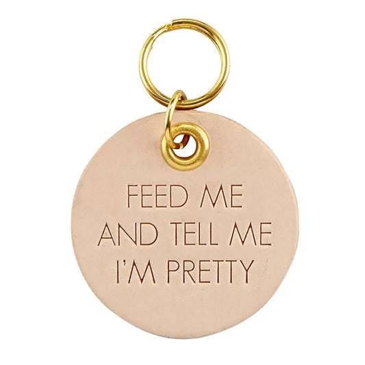 Feed Me - Leather Pet Tag