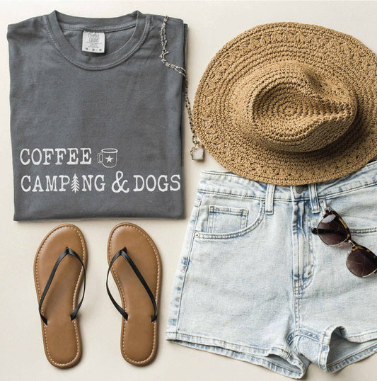 Coffee, Camping, and Dogs Vintage T-Shirt
